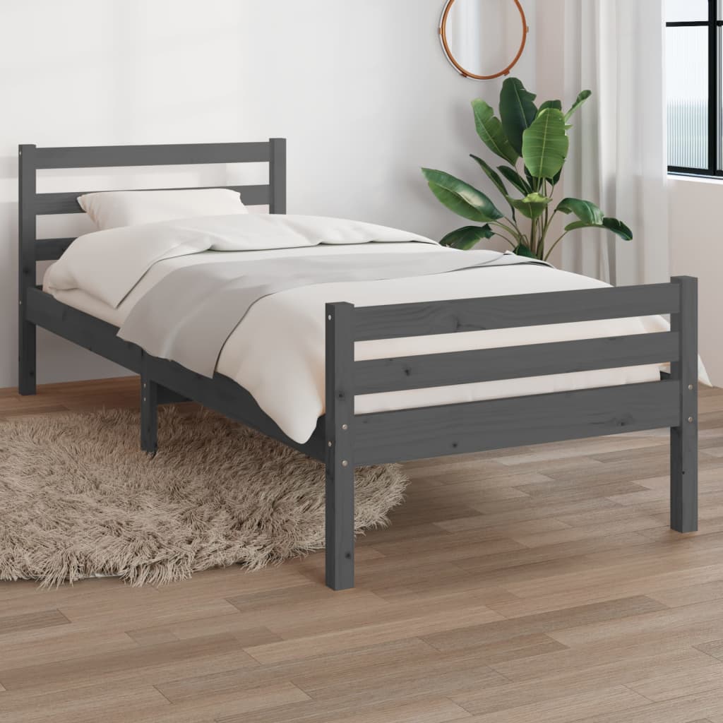 vidaXL Estructura de cama individual madera maciza gris 90x190 cm –  Pensando en Casa