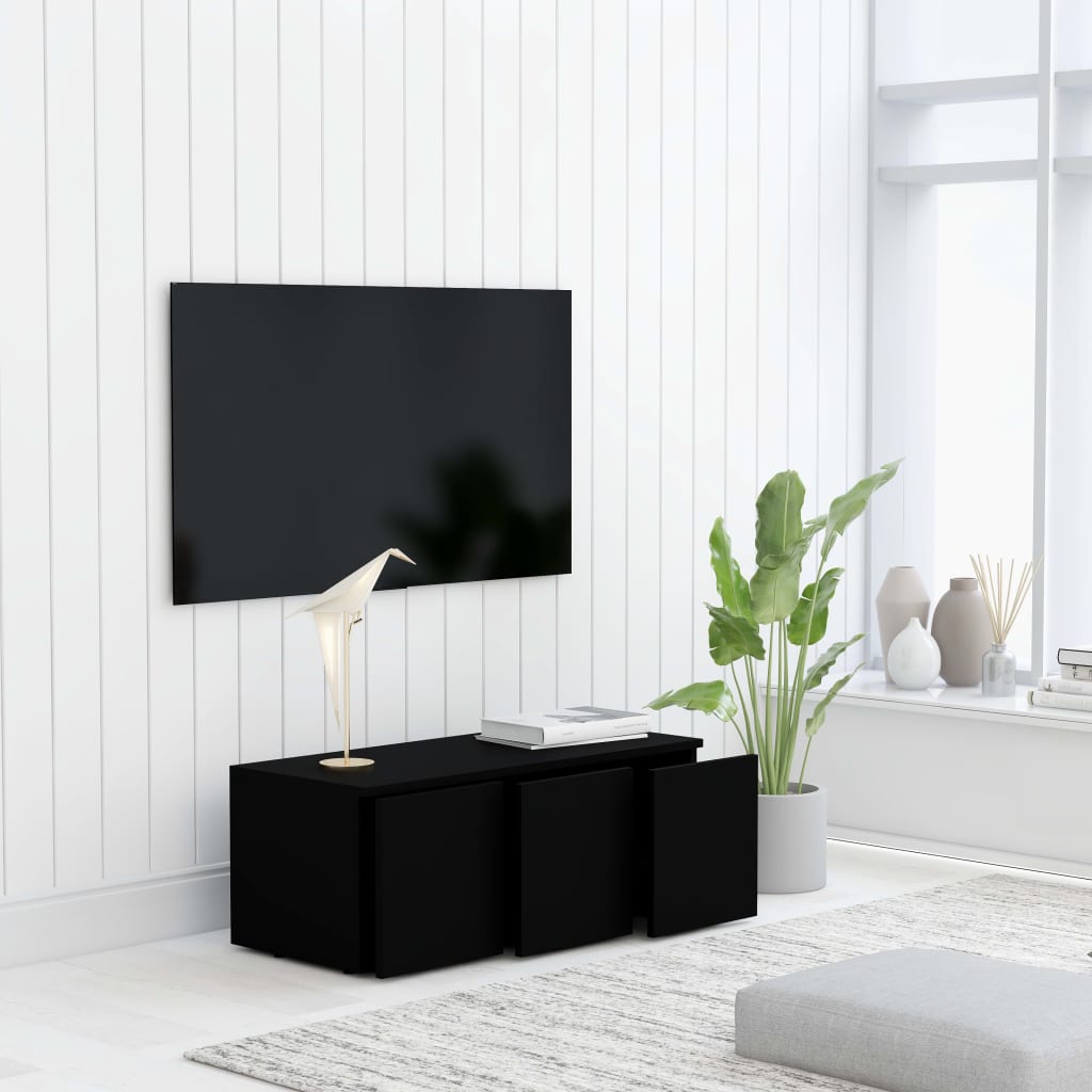 vidaXL Mueble para TV madera contrachapada negro 80x34x30 cm