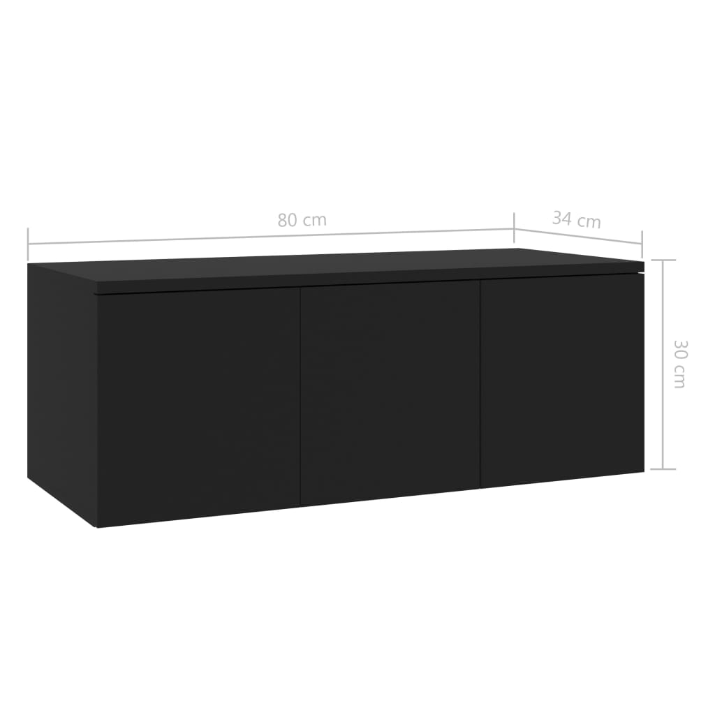 vidaXL Mueble para TV madera contrachapada negro 80x34x30 cm