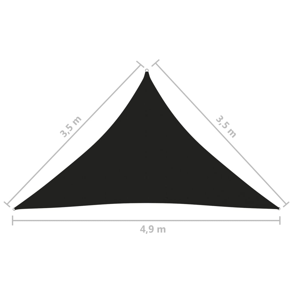 vidaXL Toldo de vela triangular de tela oxford negro 3,5x3,5x4,9 m