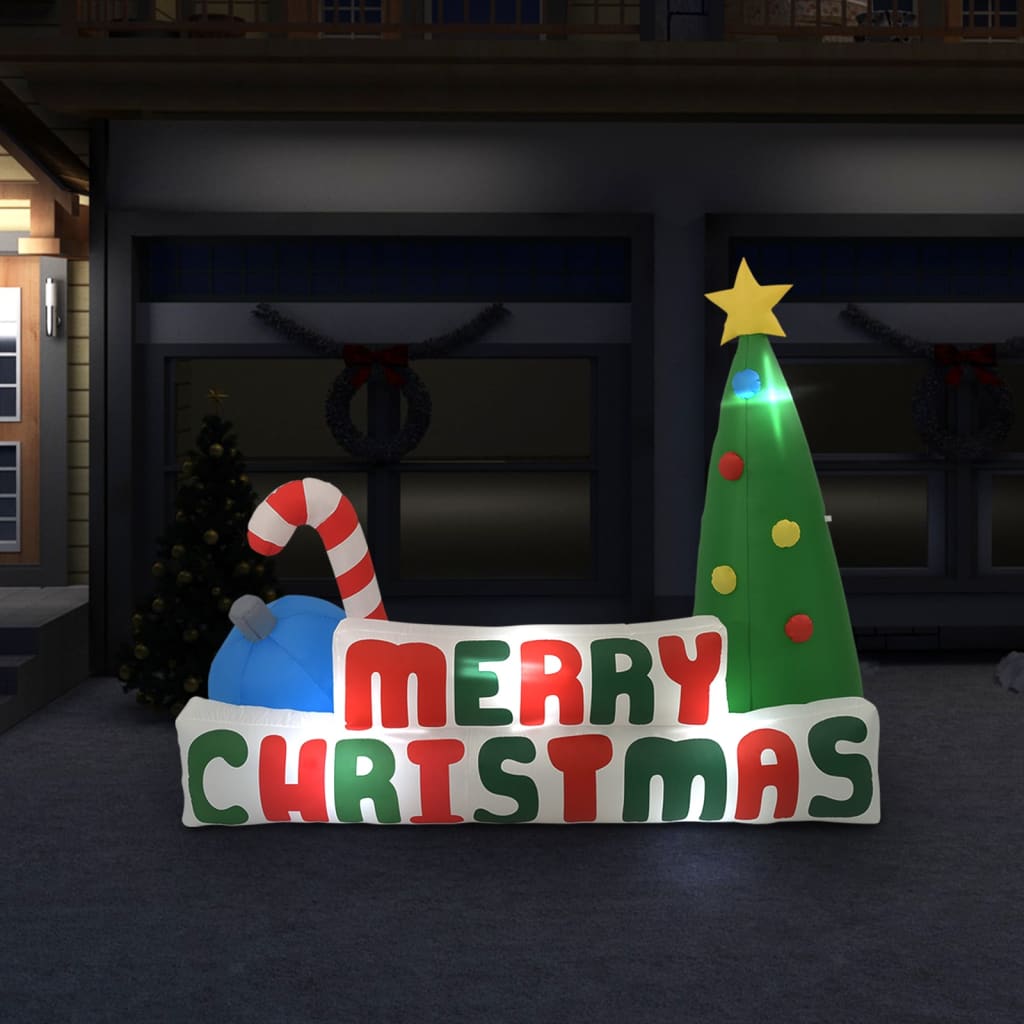 vidaXL Árbol de Navidad inflable Merry Christmas con LEDs 240x188 cm