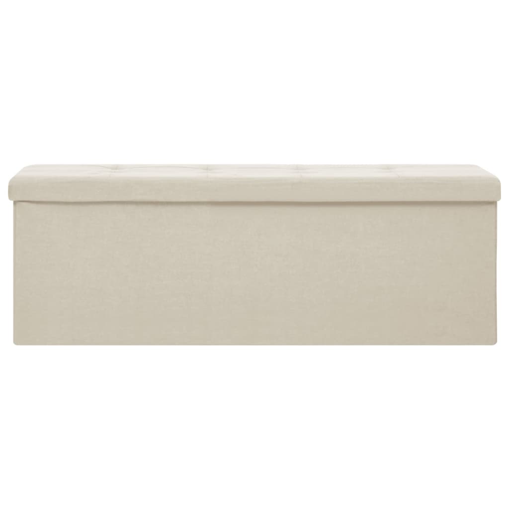 vidaXL Banco de almacenamiento plegable lino sintético crema blanco