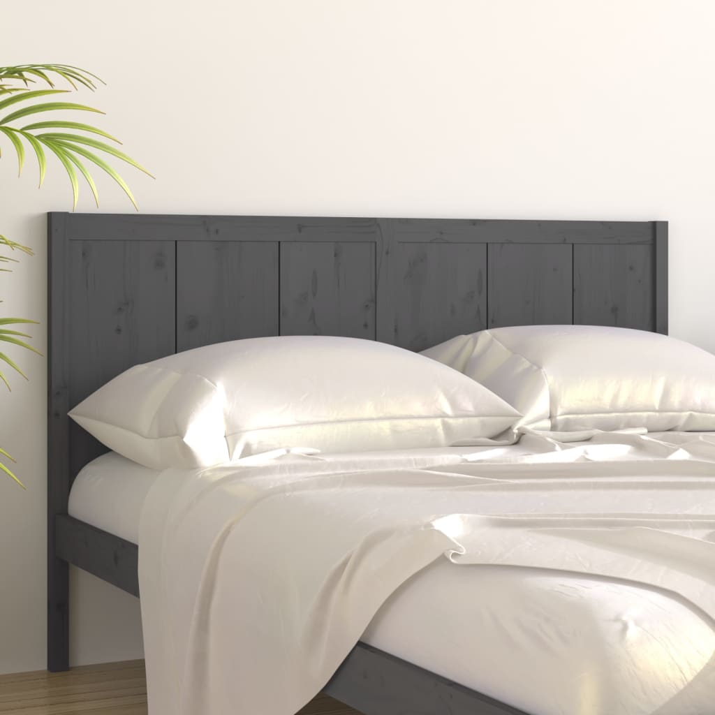 vidaXL Cabecero de cama madera maciza de pino gris 125,5x4x100 cm