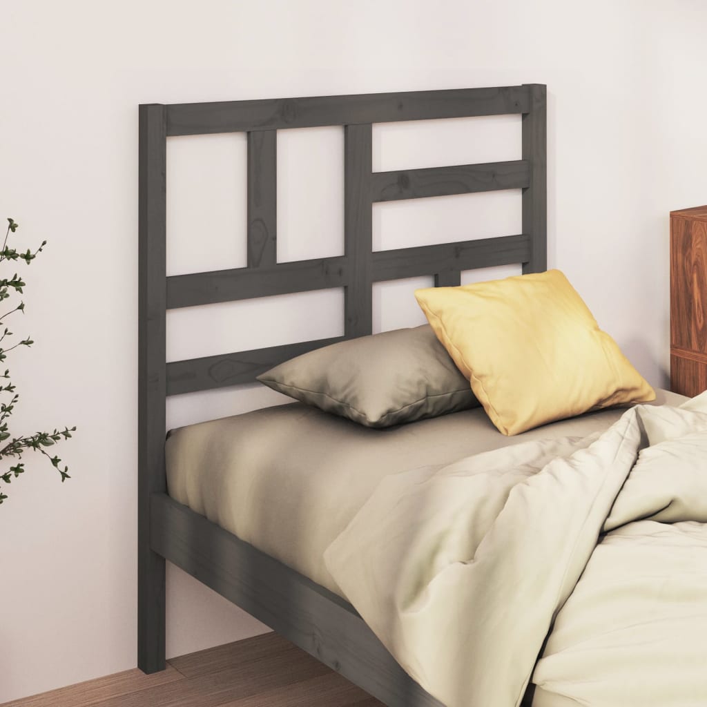 vidaXL Cabecero de cama madera maciza de pino gris 96x4x104 cm