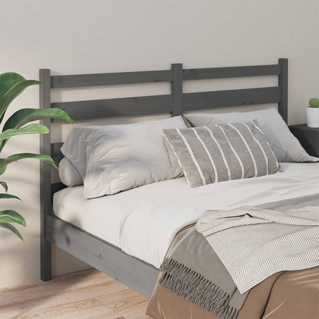 vidaXL Cabecero de cama madera maciza de pino gris 186x4x100 cm