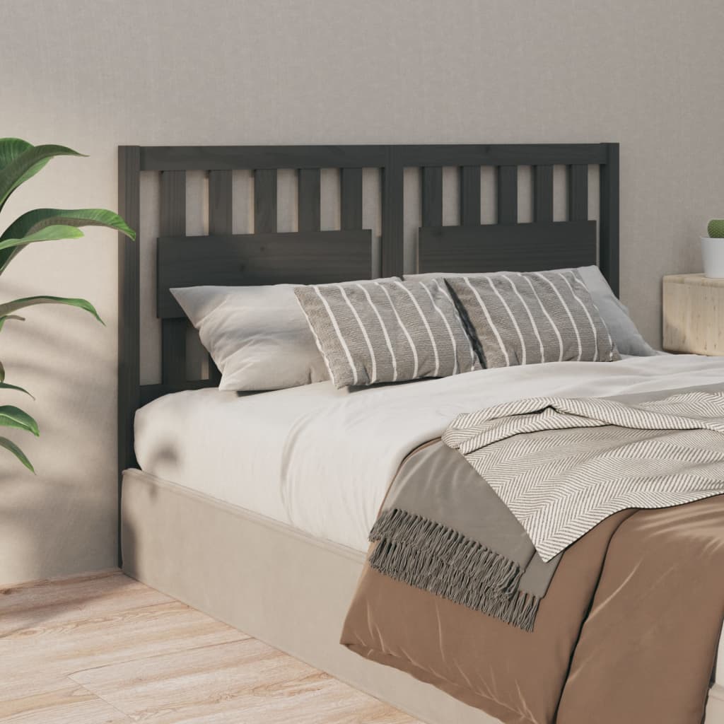vidaXL Cabecero de cama madera maciza de pino gris 155,5x4x100 cm