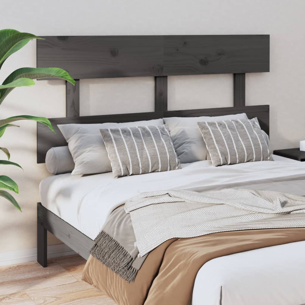 vidaXL Cabecero de cama madera maciza de pino gris 124x3x81 cm
