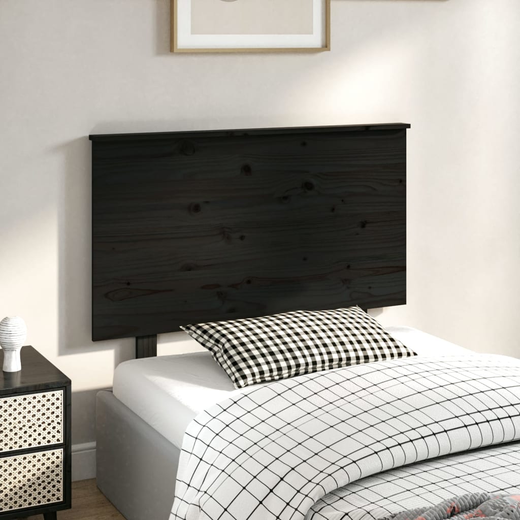vidaXL Cabecero de cama madera maciza de pino negro 104x6x82,5 cm