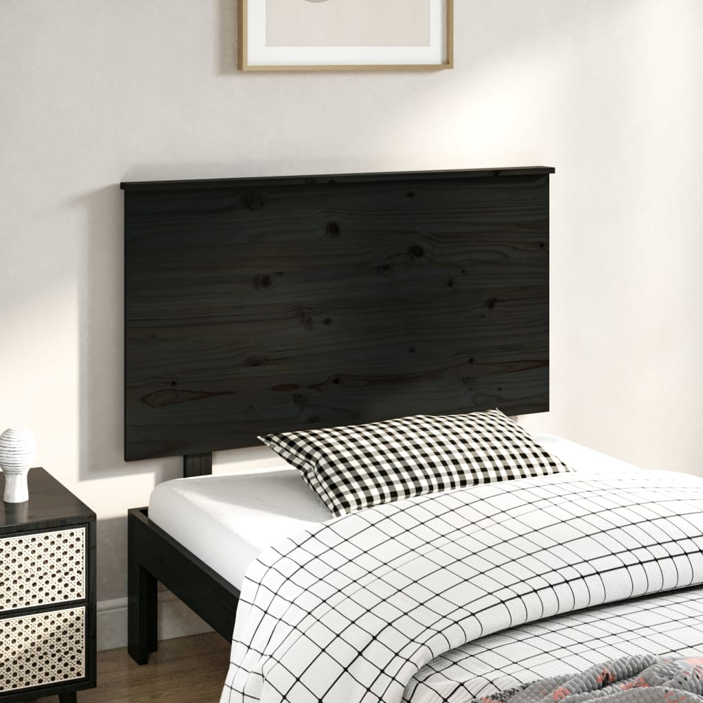 vidaXL Cabecero de cama madera maciza de pino negro 104x6x82,5 cm