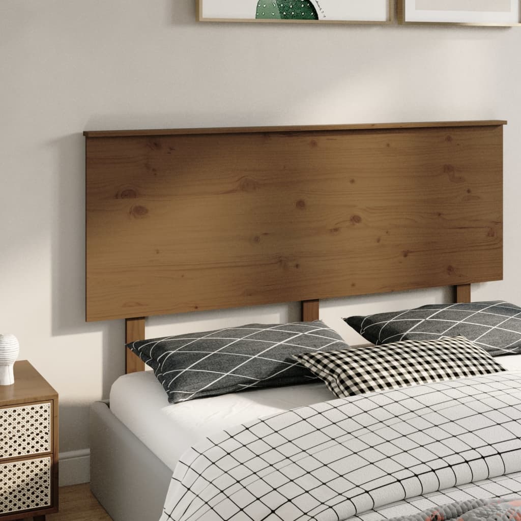 vidaXL Cabecero de cama madera maciza de pino marrón miel 154x6x82,5cm