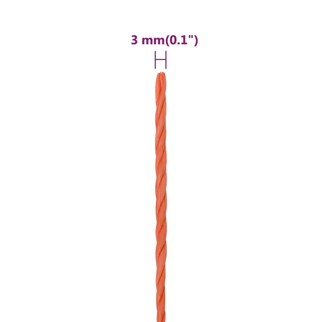 vidaXL Cuerda de trabajo polipropileno naranja 3 mm 250 m