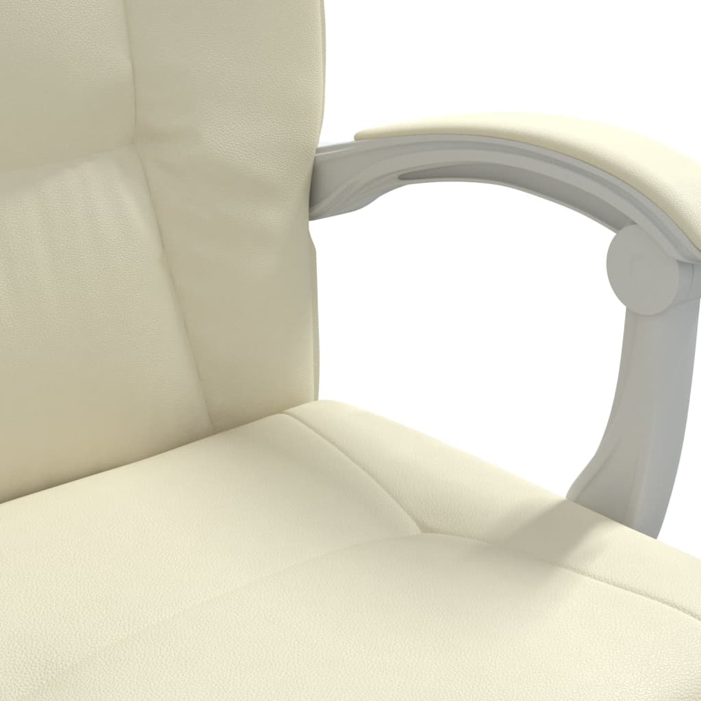 vidaXL Silla de oficina reclinable cuero sintético crema