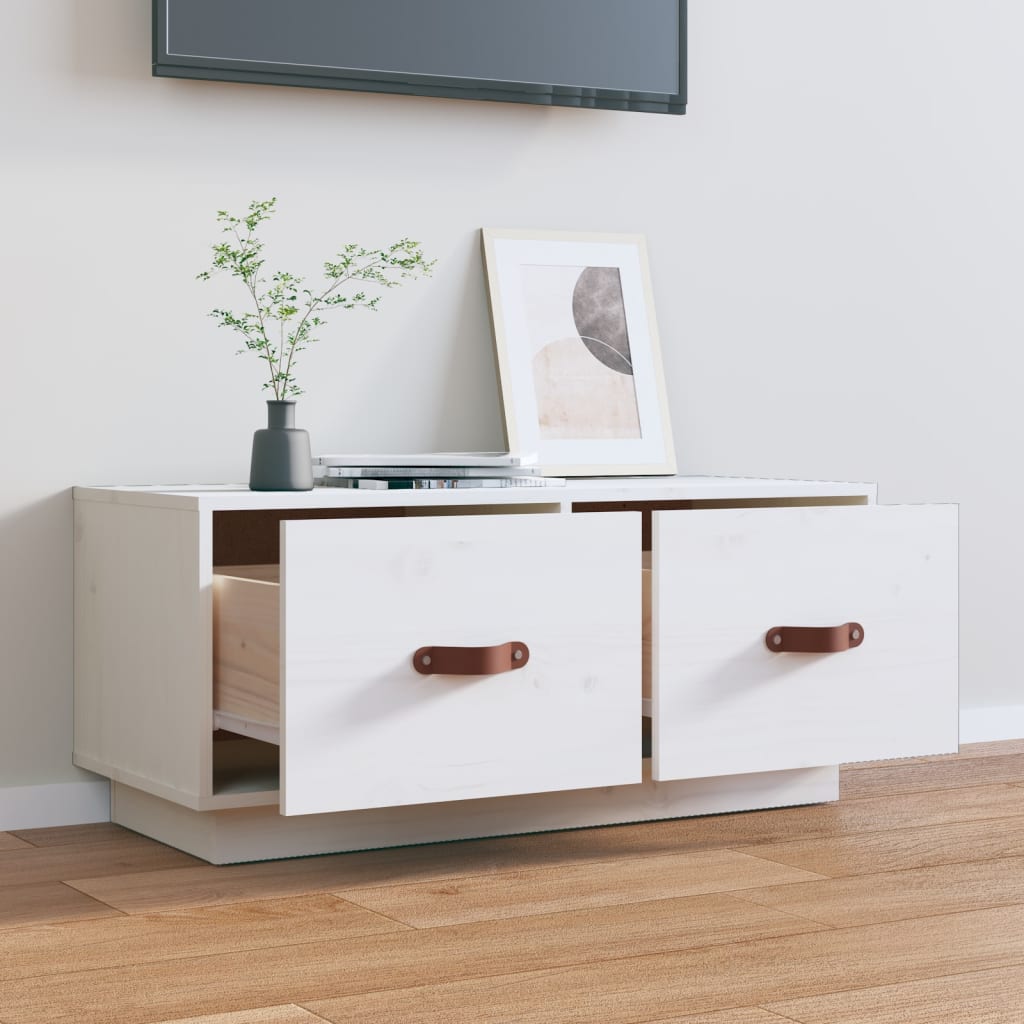vidaXL Mueble de TV de madera maciza de pino blanco 80x34x35 cm