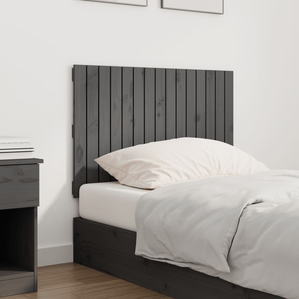 vidaXL Cabecero de cama de pared madera maciza pino gris 95,5x3x60 cm